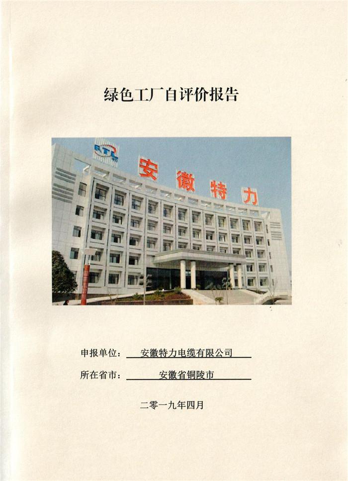 2019年安徽特力電纜有限公司國家級綠色工廠自評價(jià)報(bào)告